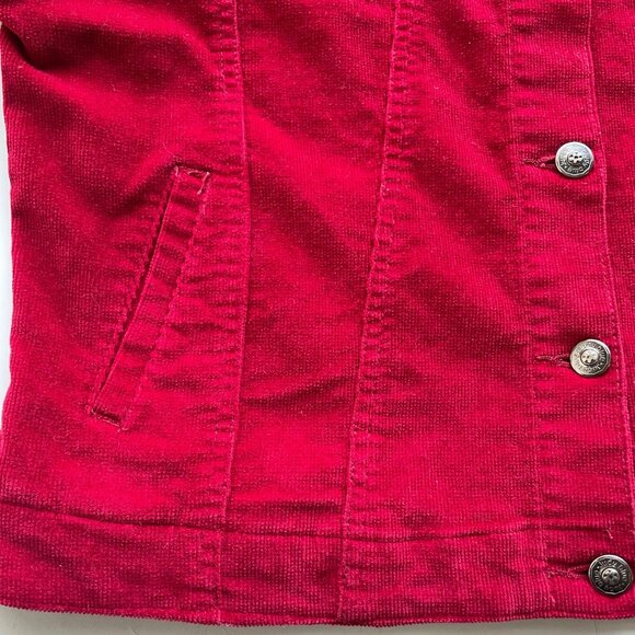 Judy Blue Womens Red Corduroy Embroidered Button-Up Jacket L Unique Retro Boho‎ - Picture 6 of 11